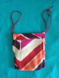 Drawstring bag sewn (wrong side facing out)
